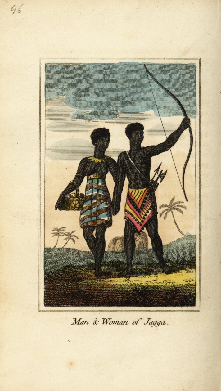 Mann og kvinne av Jagga, fra kongedømmene Monoemugi og Caffraria, Afrika av English School