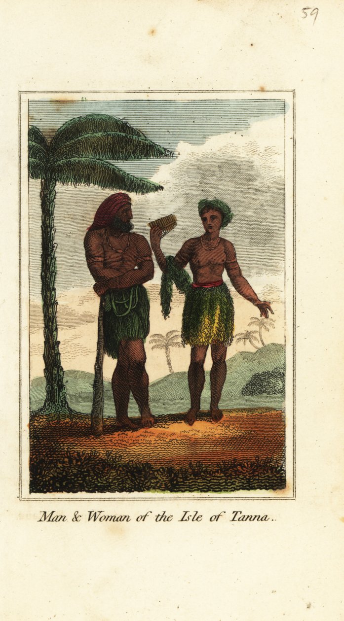Mann og kvinne på Isle of Tanna, Vanuatu av English School