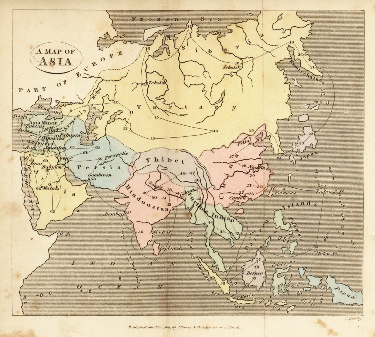 Kart over Asia, tidlig på 1800-tallet av English School
