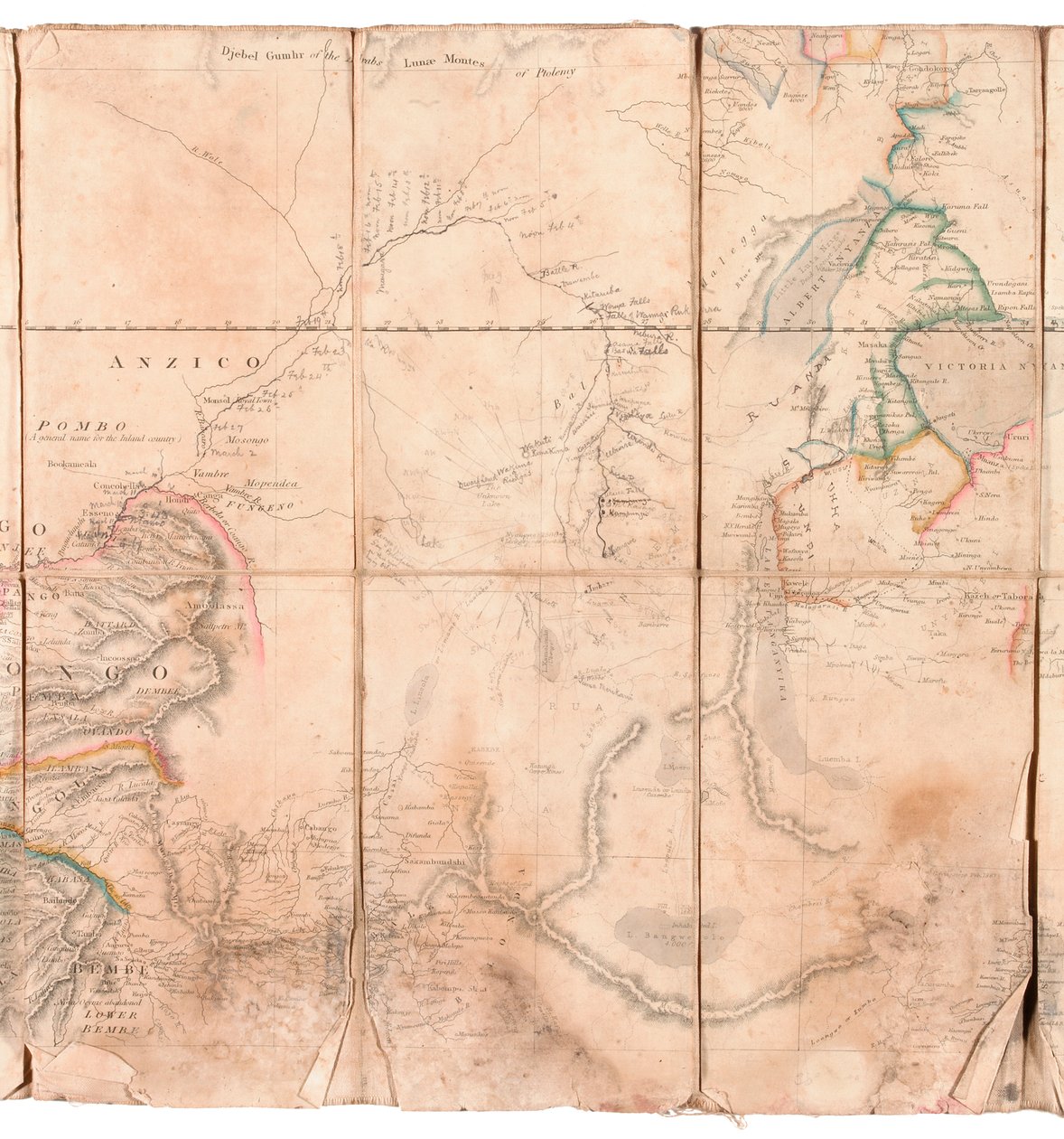 Kart over Kongo-regionen, fra et album som tilhører Henry Morton Stanley av English School