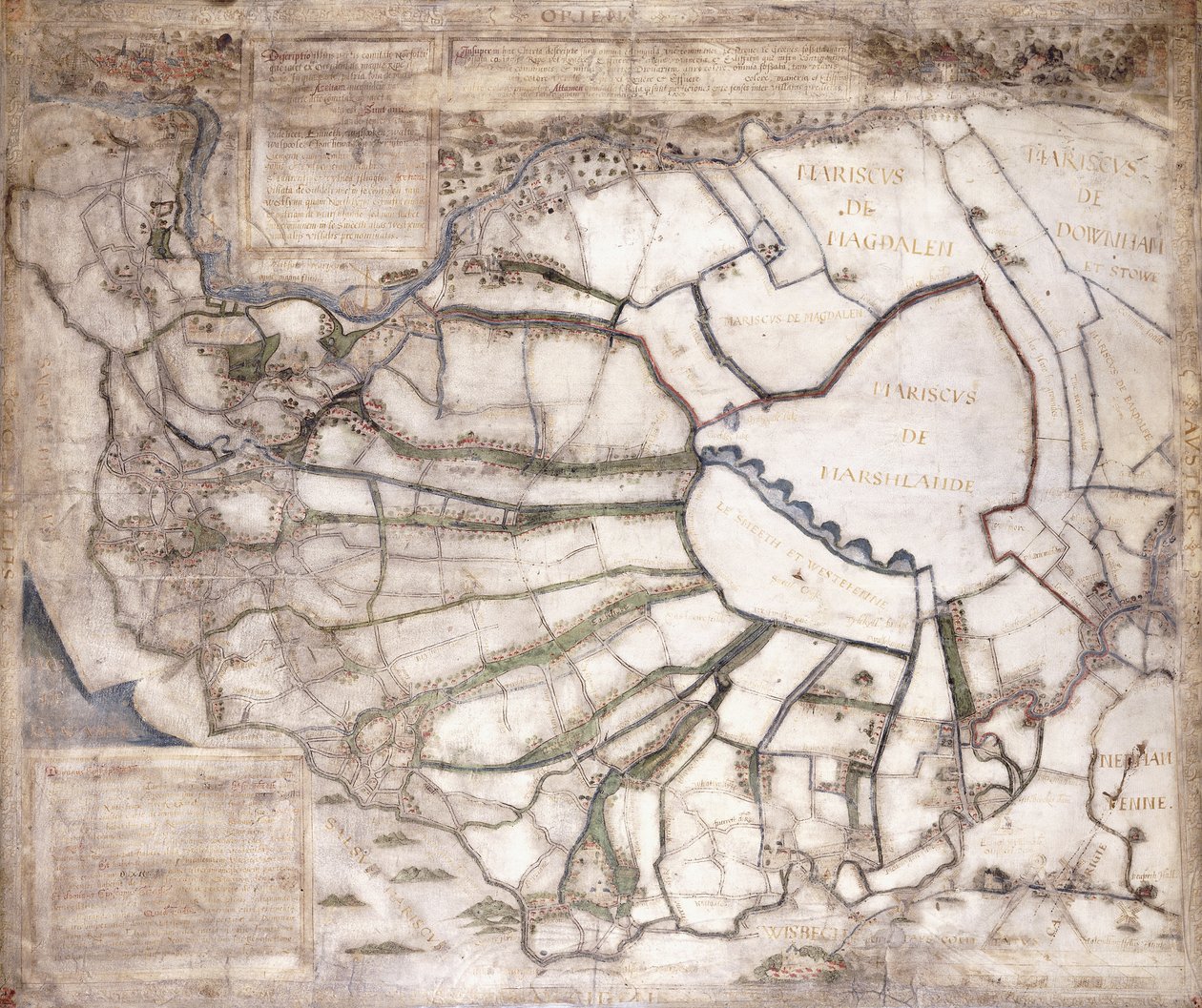 Kart over Seven Marshland Townships, etter 1581 av English School