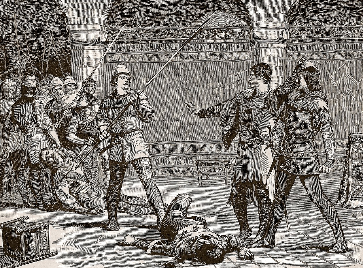 Marcel and the Dauphin of France, illustrasjon fra Cassells Illustrated History of England (sepiafoto) av English School