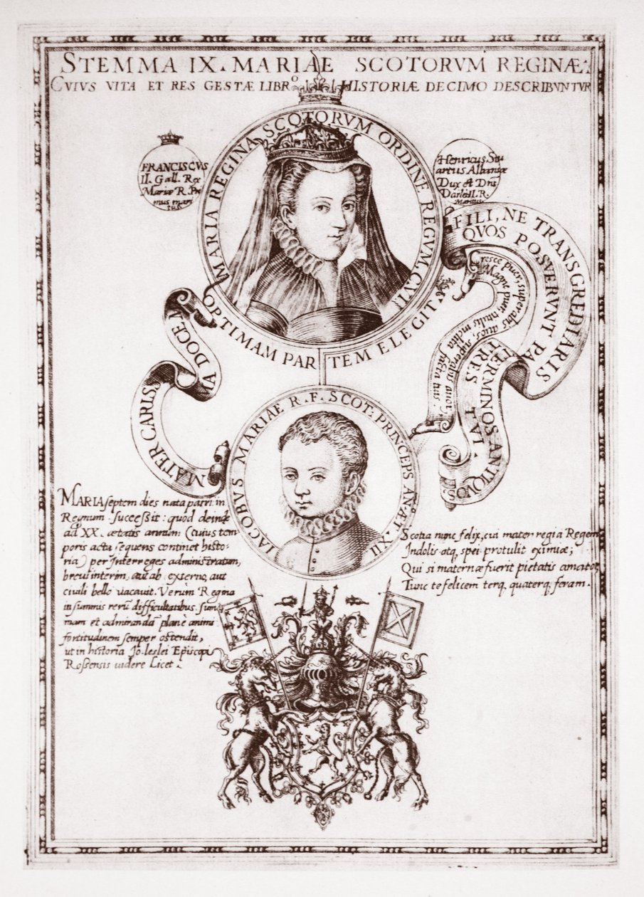 Mary Queen of Scots og hennes sønn, King James av English School