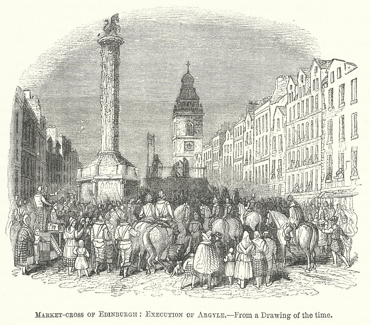 Markedskorset i Edinburgh: Henrettelsen av Argyle (gravering) av English School