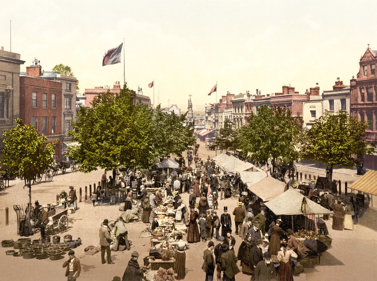 Market, the Parade, Taunton (håndfarget bilde) av English School