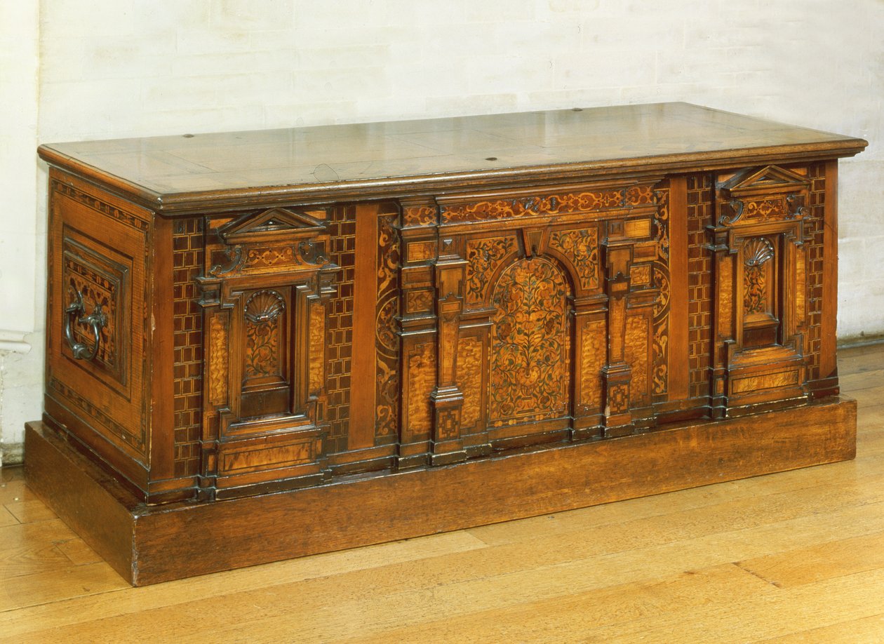 Marquetry Nonsuch kiste (tre) av English School