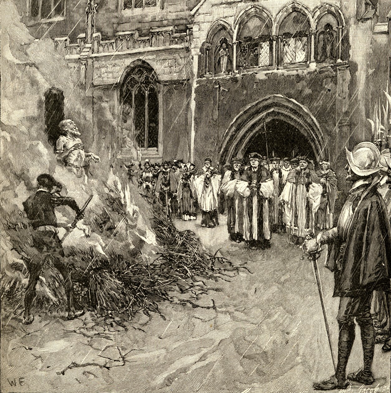 Martyrdøden til John Hooper (ca. 1495-1555) i Gloucester av English School