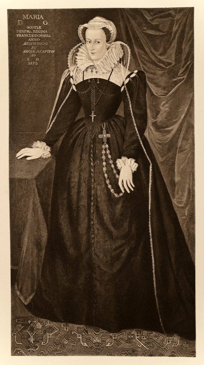 Mary Queen of Scots (1542-1587), fra James I og VI, trykt av Manzi Joyant & Co. Paris, 1904 (kollotype) av English School