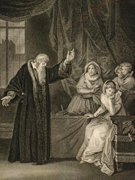 Mary, Queen of Scots (1542-87) og John Knox (ca. 1512-72) (gravering) av English School