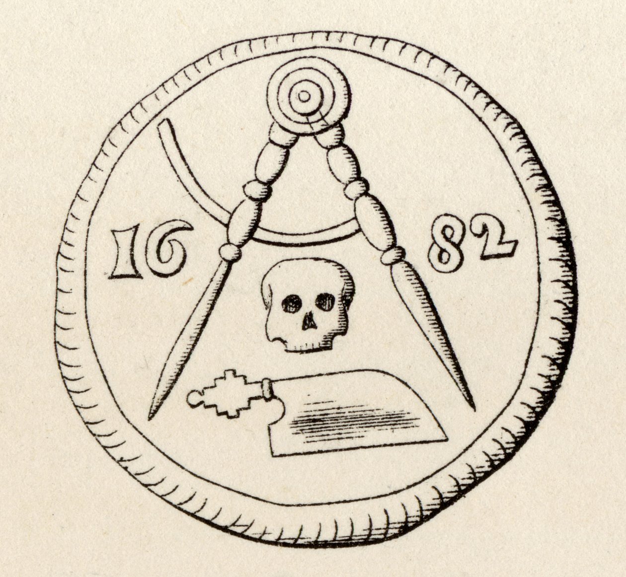 Frimurers segl til Carpenters of Maestricht, datert 1682, fra 