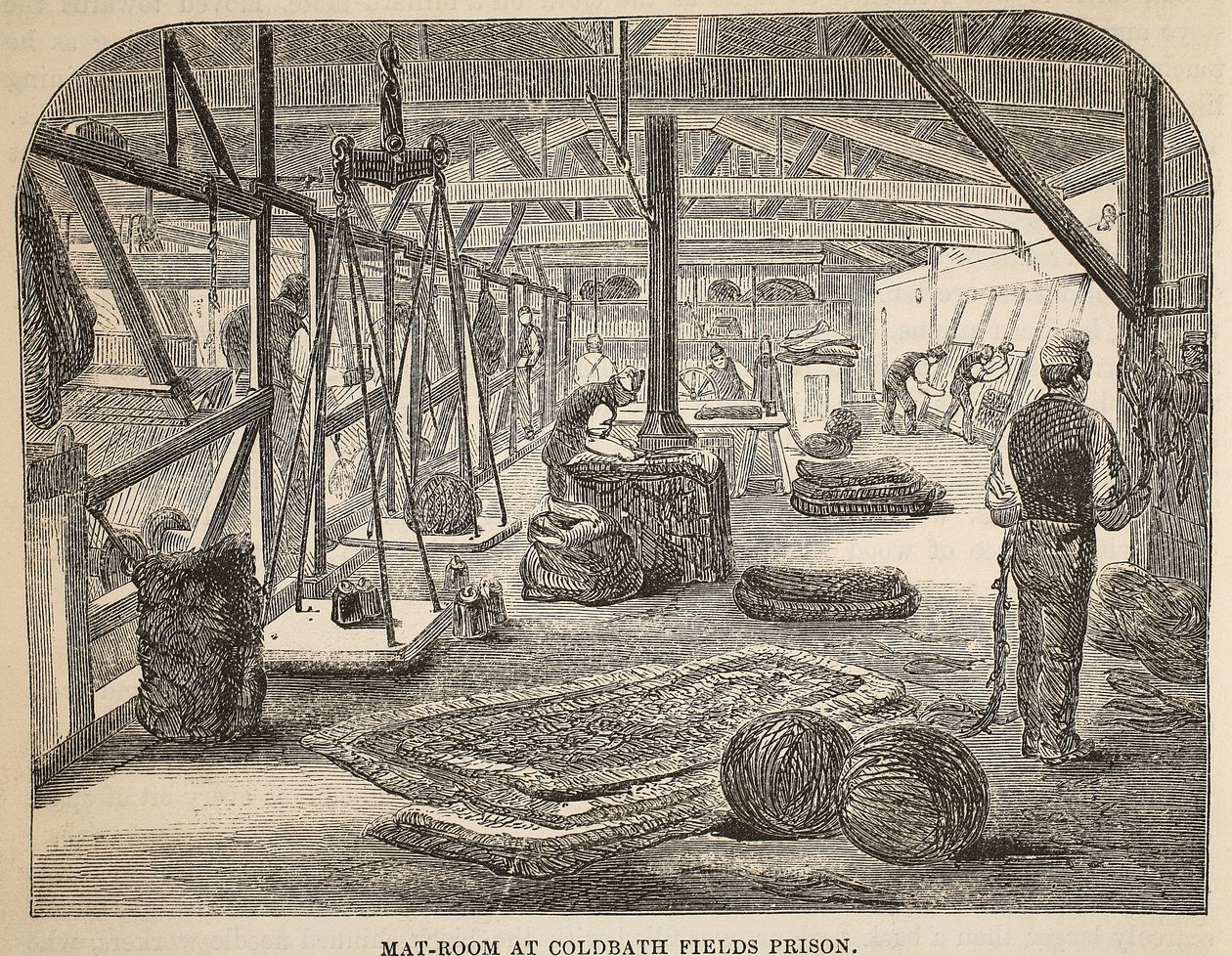 Mat-rom i Coldbath Fields Prison, illustrasjon fra The Criminal Prisons of London og Scenes from Prison Life av Henry Mayhew og John Binny, pub. 1862 av English School