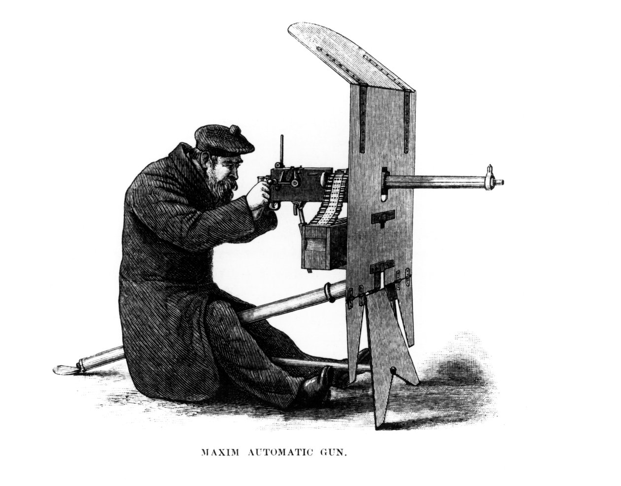 Maxim Automatic Gun , et rekyldrevet maskingevær patentert av Hiram Stevens Maxim (1840-1916) i 1882 av English School