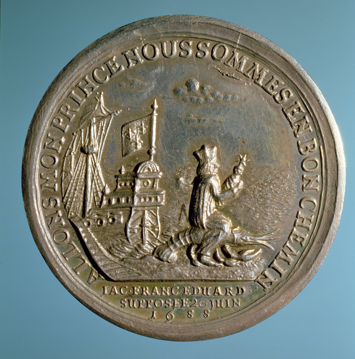 Medalje til minne om fødselen til prins James (1688-1766), 1688 av English School