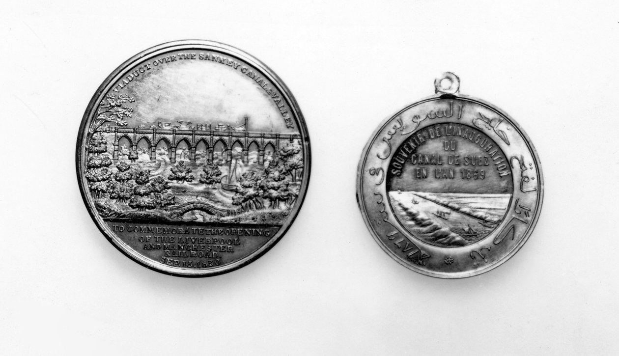 Medaljong til minne om åpningen av Liverpool og Manchester Railway, 1830 (metallverk) av English School