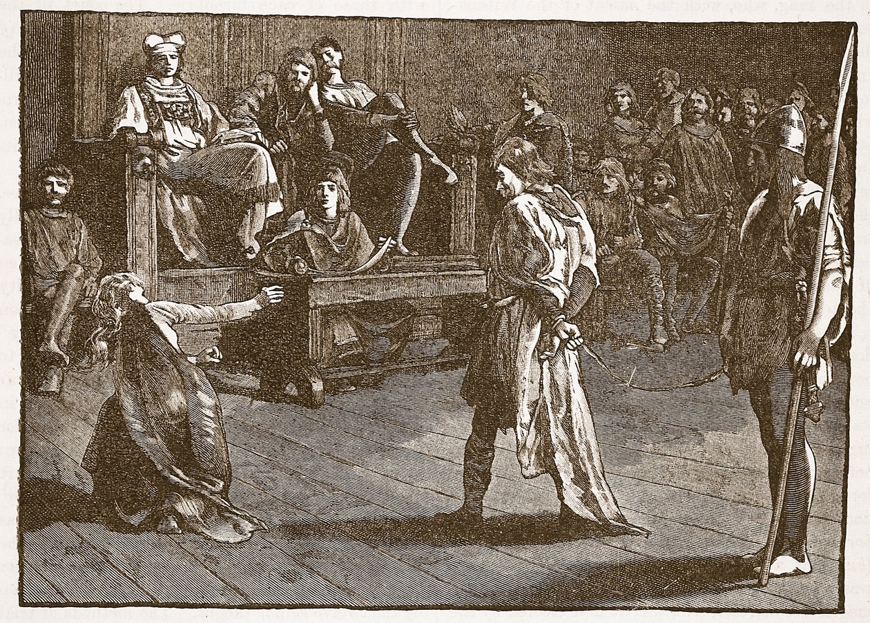 Meeting of the Shire-Moot, ca. 835, illustrasjon fra Cassells Illustrated History of England (sepiafoto) av English School