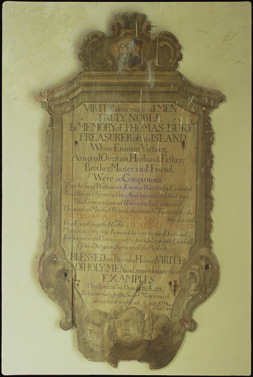 Minnesmerke over Thomas Duke, 1750 (malt tre) av English School