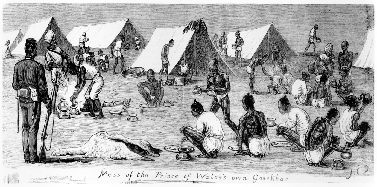 Mess av Prince of Wales egne Gurkhas, 1878 av English School