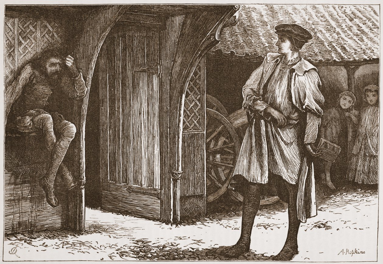 Millon and the Lutheran, illustrasjon fra The History of Protestantism av James Aitken Wylie (1808-1890), pub. 1878 av English School