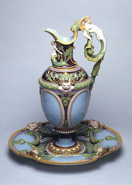 Minton maiolica ær og basseng av English School