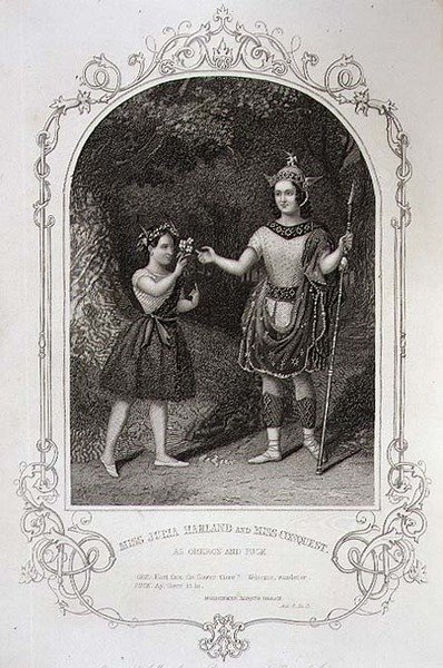 Miss Julia Harland og Miss Conquest som Oberon og Puck, Act II Scene 2 av 