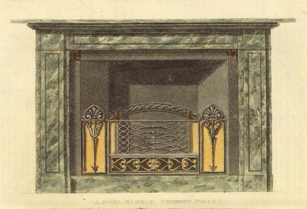 Mona Marble Chimney Piece, fra Ackermanns Repository of Arts, Vol II, 2, Plate 20 av English School