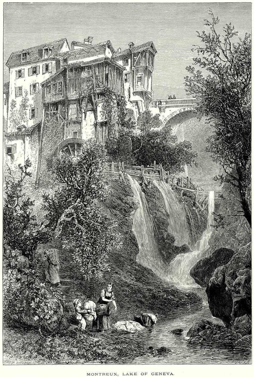 Montreux, Genfersjøen (gravering) av English School