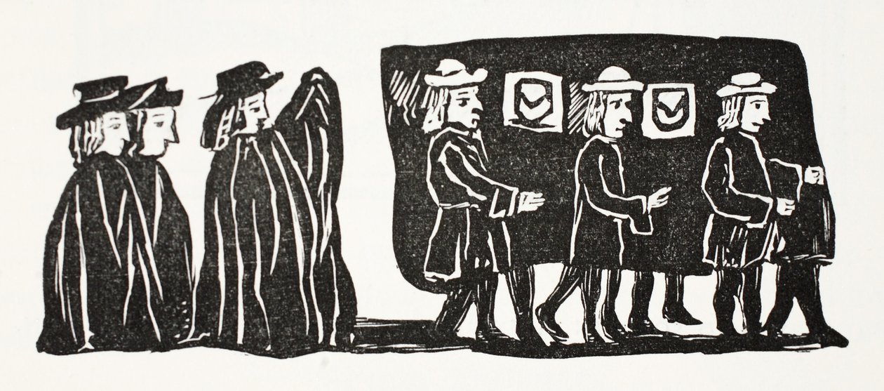 Mother Bunches Funeral, illustrasjon fra Chapter-books of the Eighteenth Century av John Ashton, pub. 1882 av English School