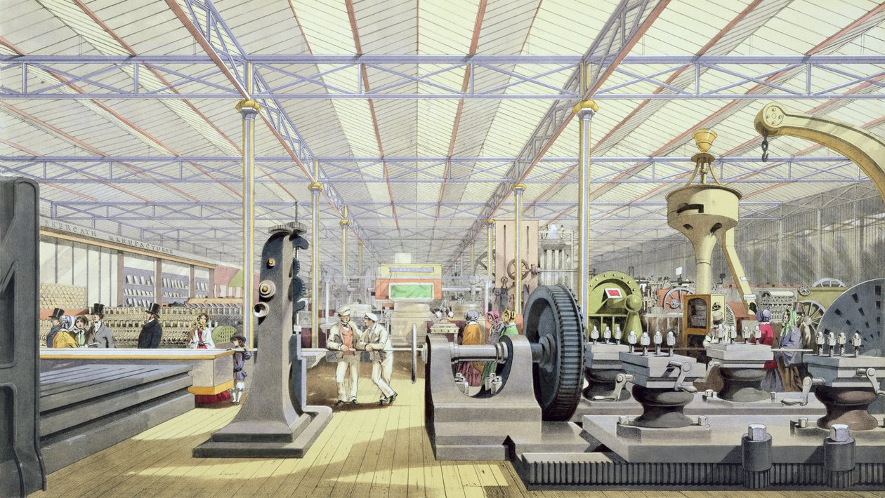Moving Machinery, fra Dickinsons Comprehensive Pictures of the Great Exhibition of 1851, publisert 1854 av English School