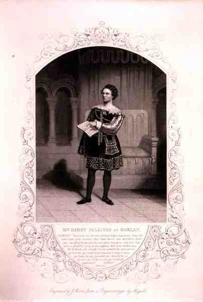 Mr Barry Sullivan som Hamlet, Act II Scene 2, i stykket av William Shakespeare (1564-1616) gravert av J. Moore, fra en daguerreotypi av J.P. Mayall (1810-1901) (gravering) av English School