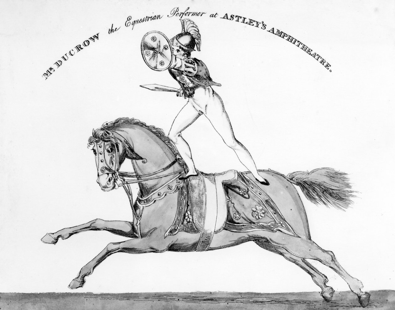 Mr Ducrow the Equestrian Performer ved Astleys Amphitheatre, rundt 1840 av English School