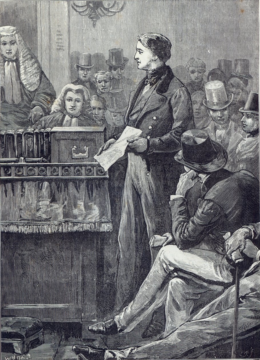 Mr Gladstone holdt sin jomfrutale i Underhuset av English School