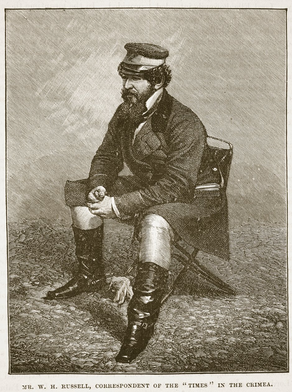 Mr W H Russell, Times Correspondent in the Crimea, illustrasjon fra Cassells Illustrated History of England (sepia-bilde) av English School