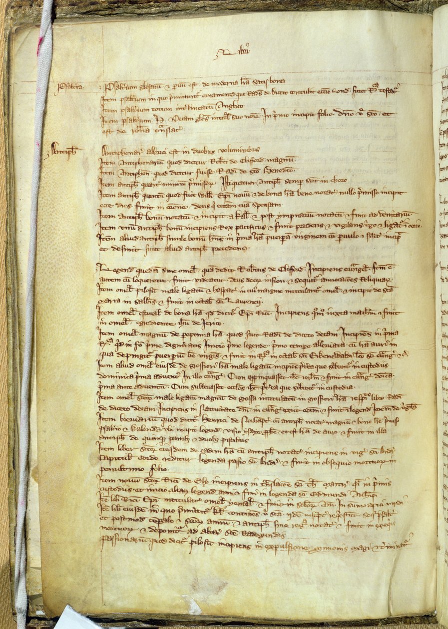 Ms.25516 fol.18v Liber I av en inventar av bøker i St. Pauls Cathedral, sent på 1200-tallet av English School
