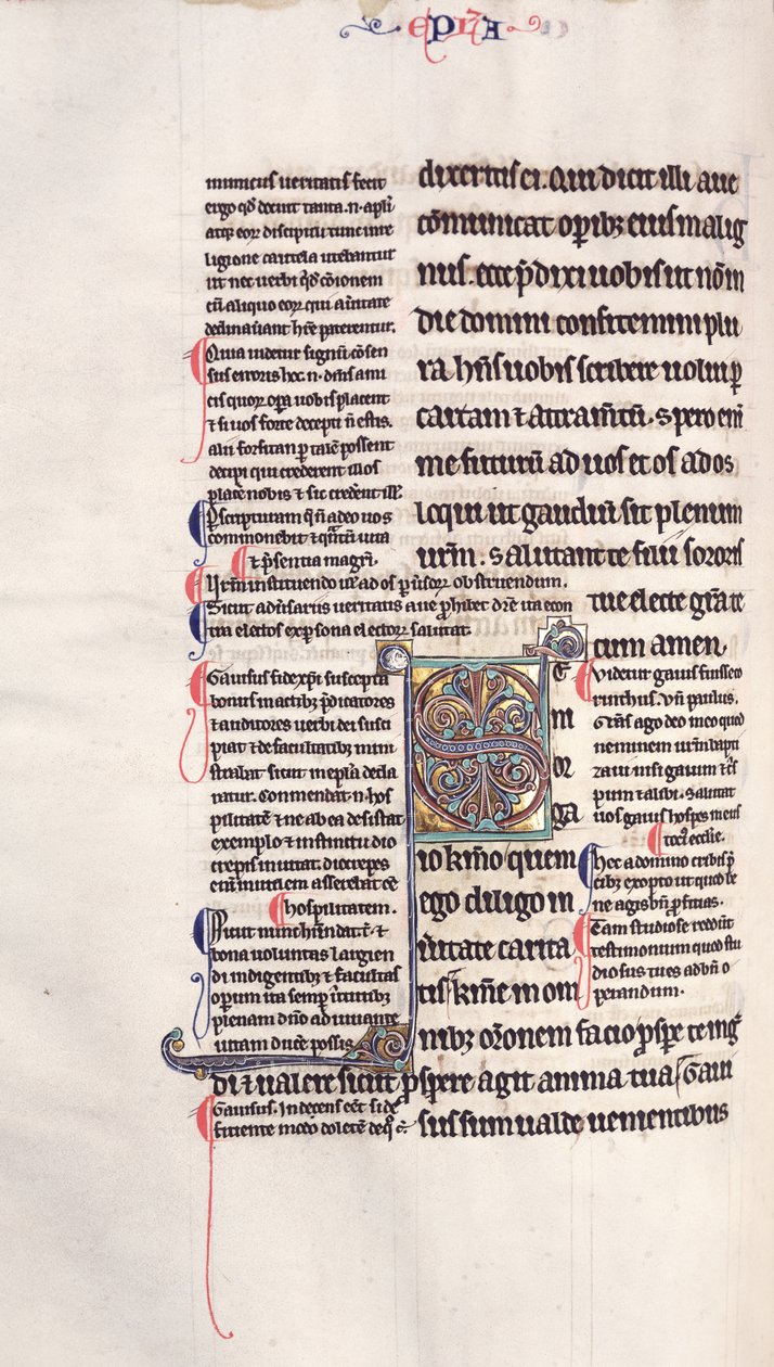Ms.27, f.132v: Side fra en glanset kopi av Det nye testamente av English School