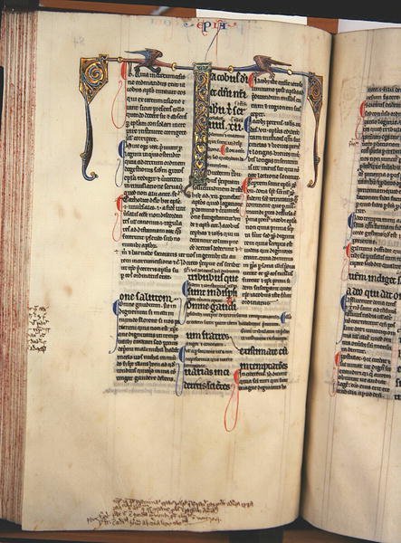 Ms.27, f.84v: Side fra en glanset kopi av Det nye testamente (vellum) av English School