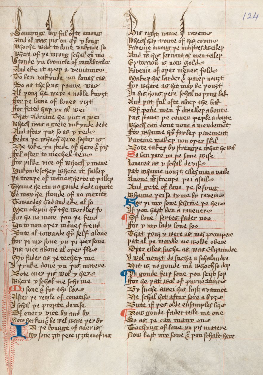 Ms326 f124r, Confessio Amantis av John Gower (penn og blekk på vellum) av English School