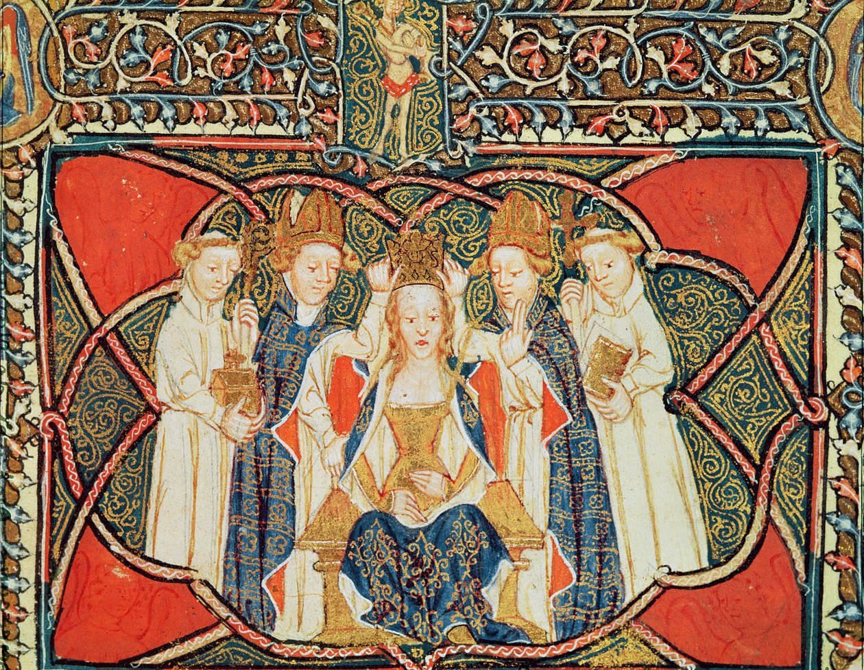 Ms 197 f.19v Kroning av en dronning, fra Liber Regalis av English School