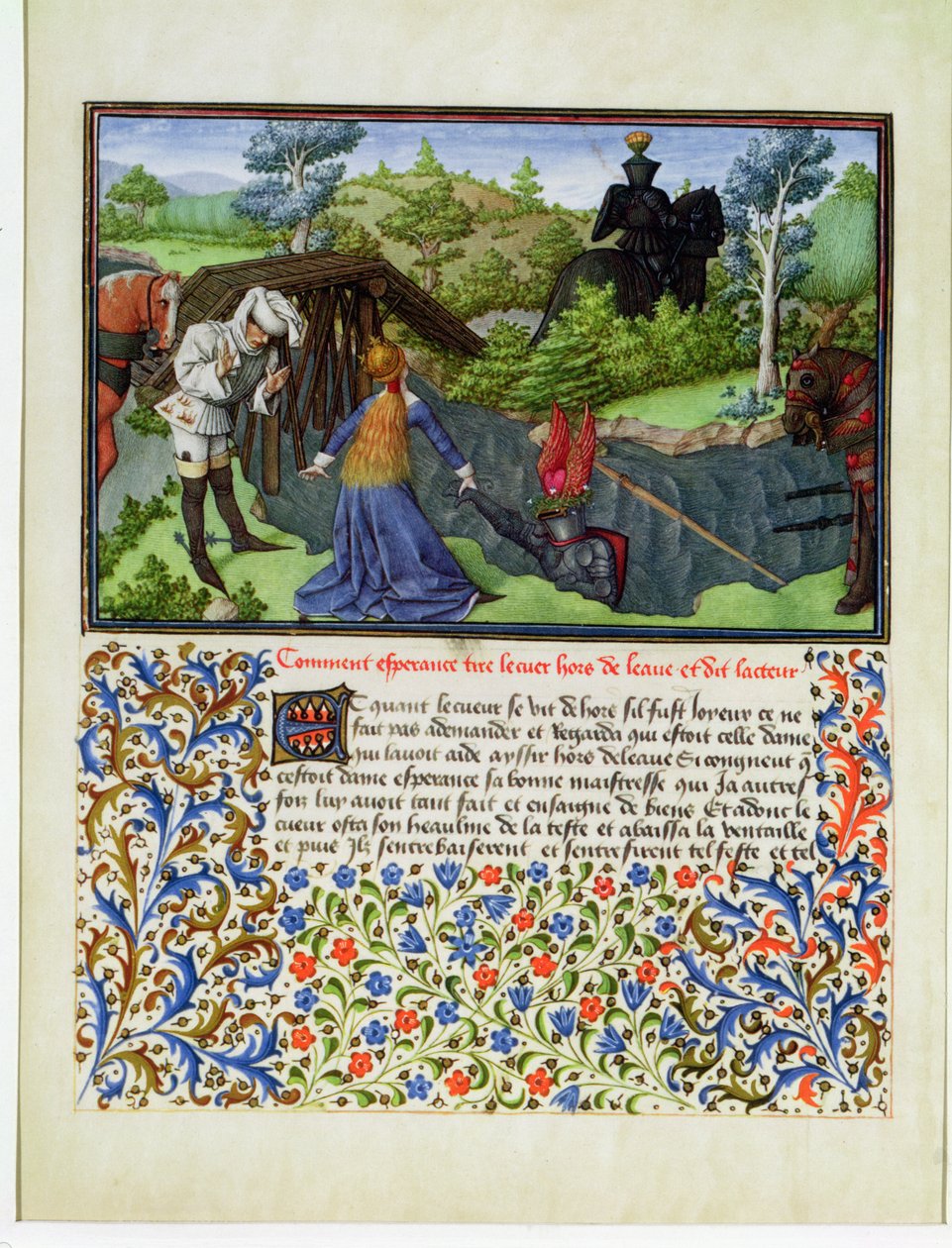 Ms. 2597 Hope Takes Heart out of the River of Tears, faksimileutgave av Livre du Coeur dAmours Espris av Rene dAnjou av English School