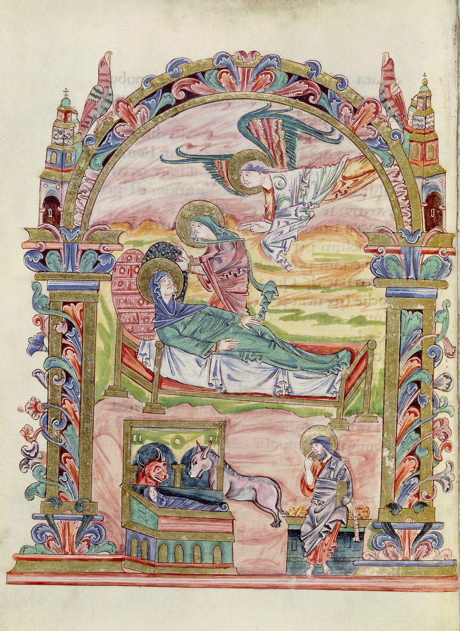 Ms 274 (Y-6) fol.32v Nativity, fra Missal of Robert of Jumieges, c.1016 av English School