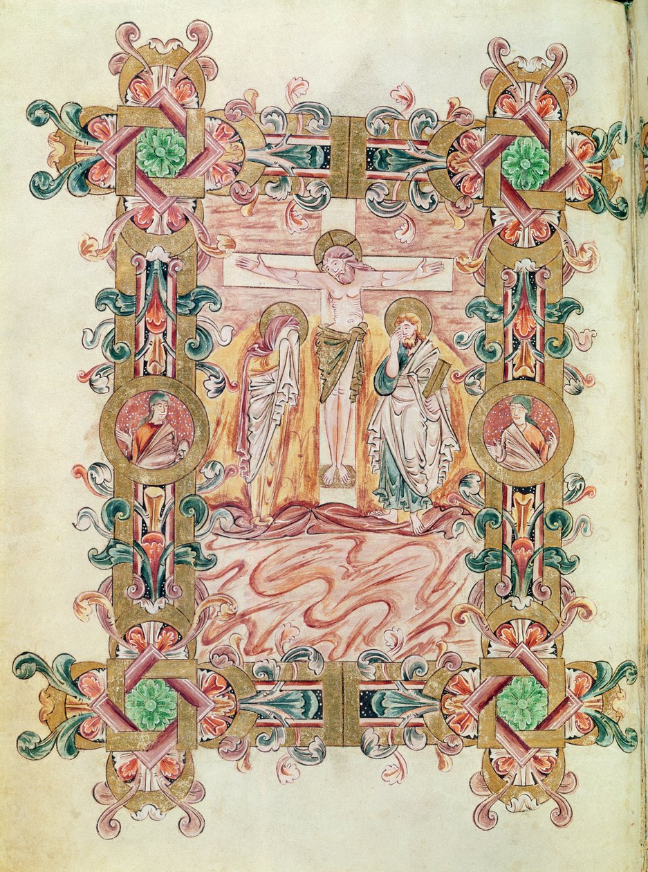 Ms 274 (Y-6) fol.71v The Crucifixion, fra Missal of Robert of Jumieges, c.1016 av English School