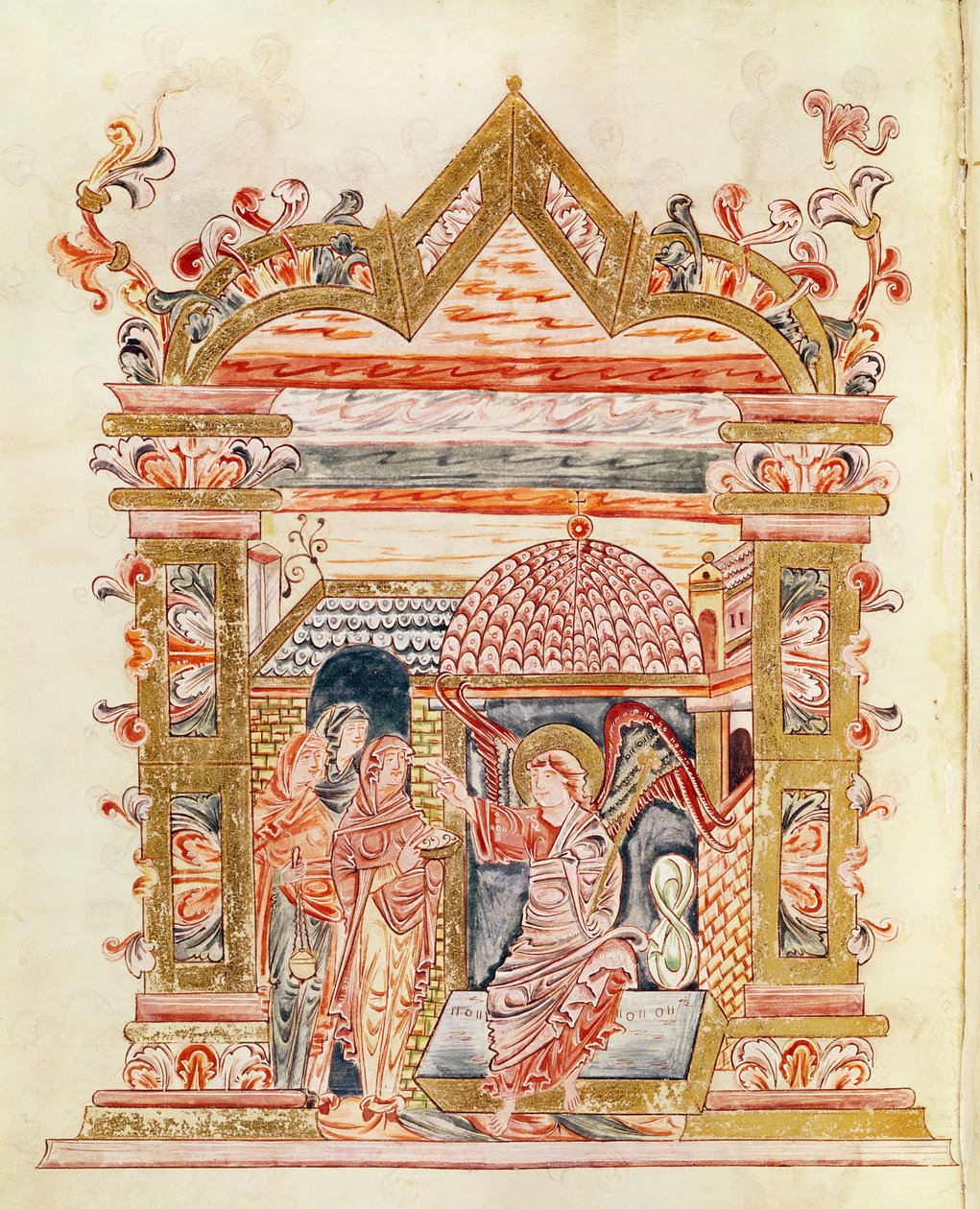 Ms 274 (Y-6) fol.72v The Holy Women at the Tomb, fra Missal of Robert of Jumieges, ca. 1016 av English School