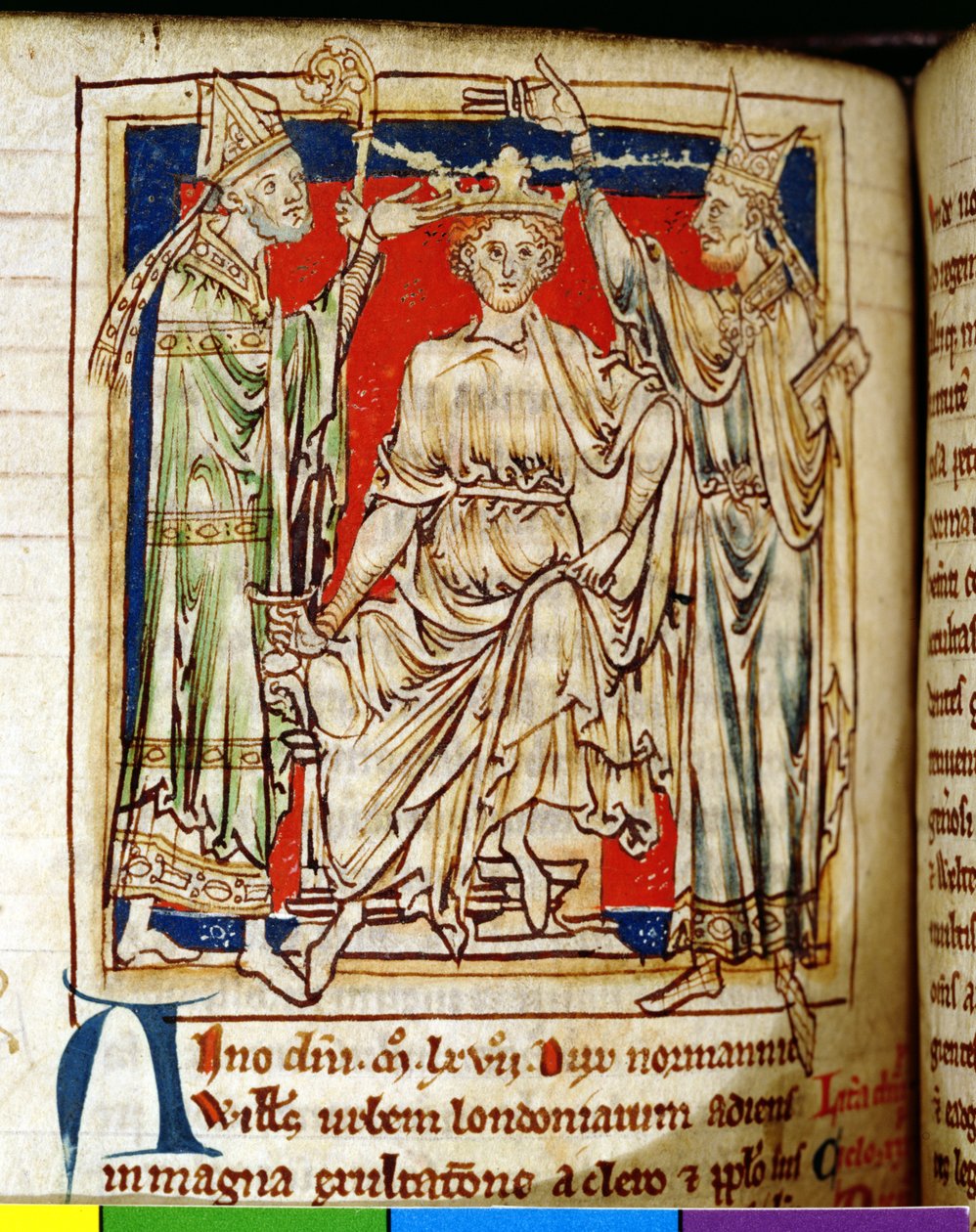 Ms 6712 (A.6.89) fol.123v William I (1028-87) Erobreren, miniatyr fra Flores Historiarum, av Matthew Paris, 1250-52 av English School