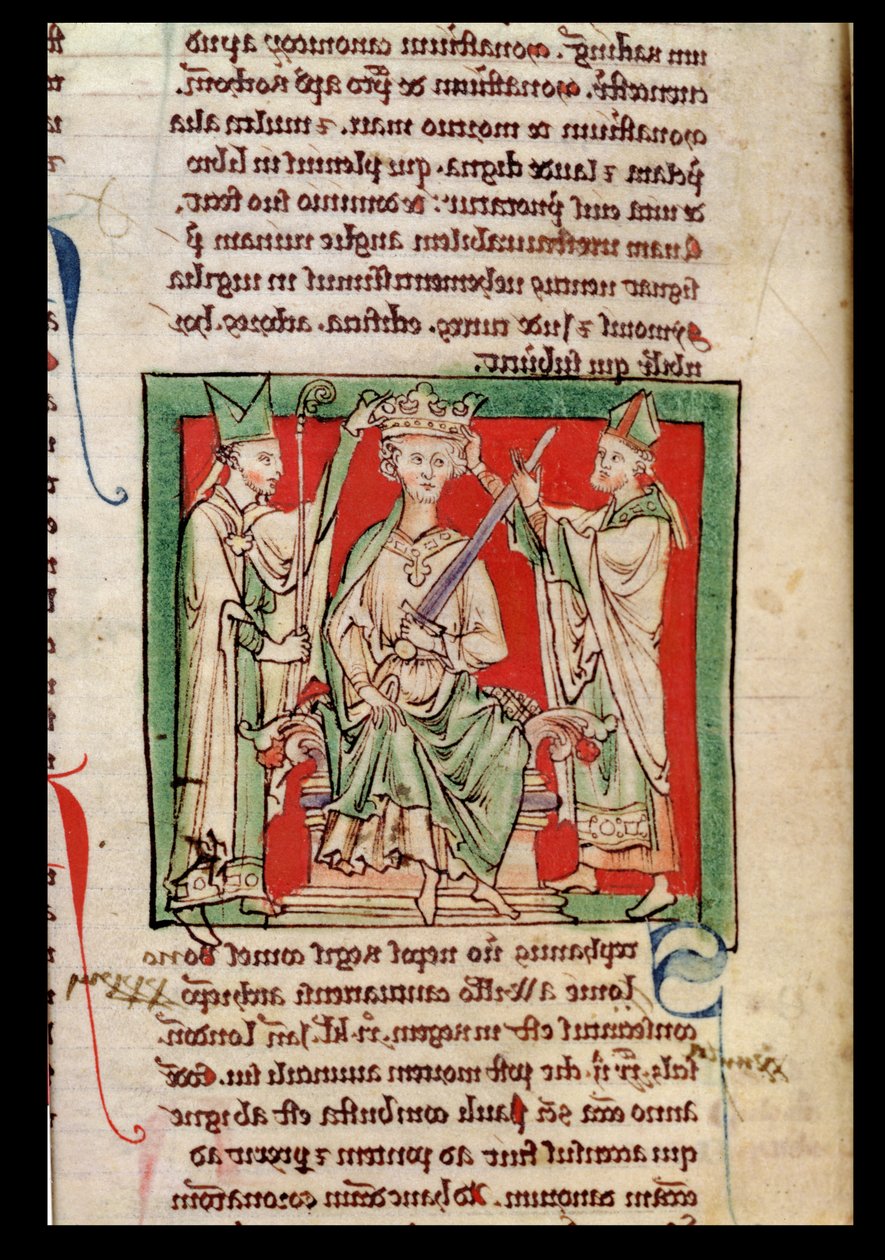 Ms 6712 (A.6.89) fol.133r King Stephen (ca. 1097-1154) miniatyr fra Flores Historiarum, av Matthew Paris, 1250-52 av English School