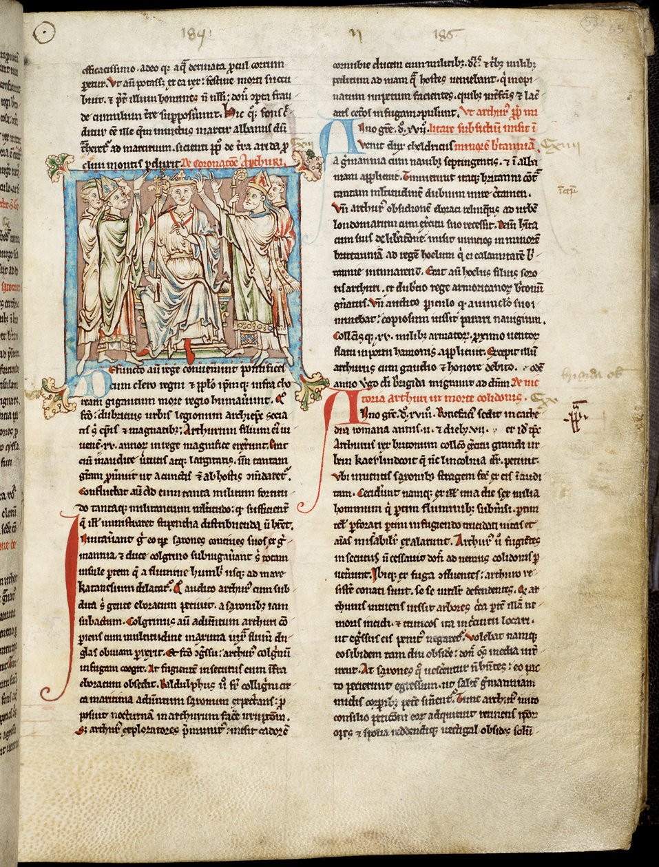 Ms 6712 (A.6.89) fol.53 King Arthur, miniatyr fra Flores Historiarum, av Matthew Paris, ca. 1250-52 av English School