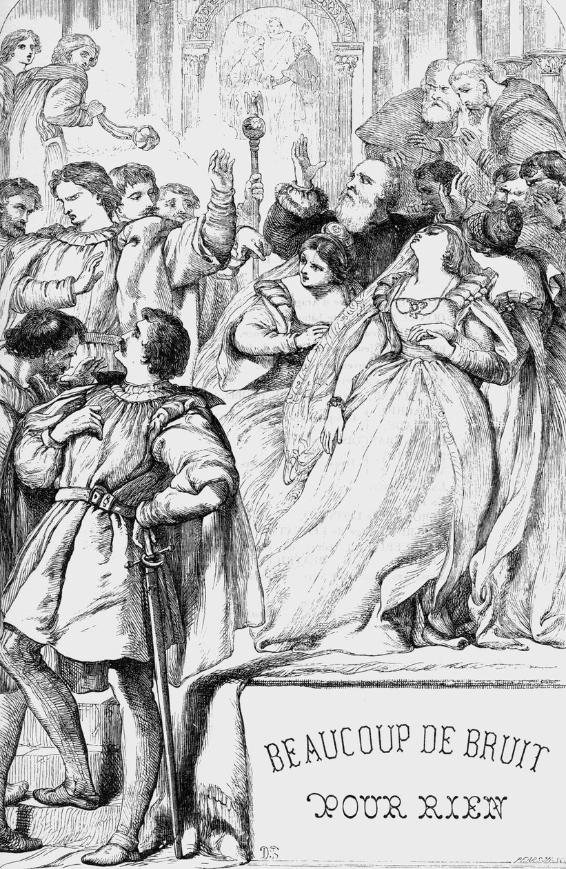 Much Ado About Nothing - Illustrasjon i "" Works complete by William Shakespeare"" 1866 - Illustrasjonene og den generelle formen til denne utgaven er lånt fra Cassells illustrerte Shakespeare, utgitt i London av English School
