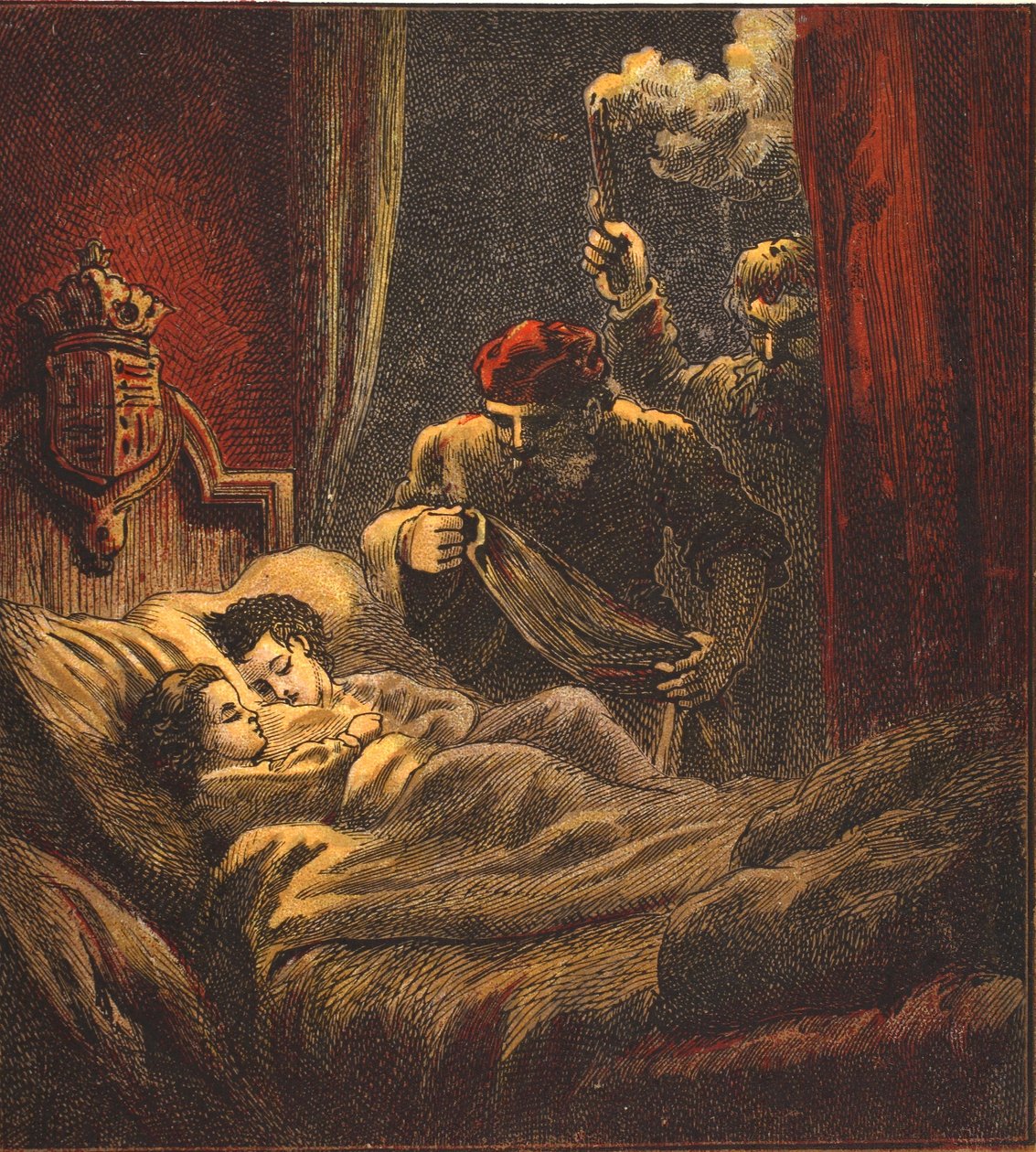 Murder of the Little Princes, pub. 1890 (fargelitografi) av English School