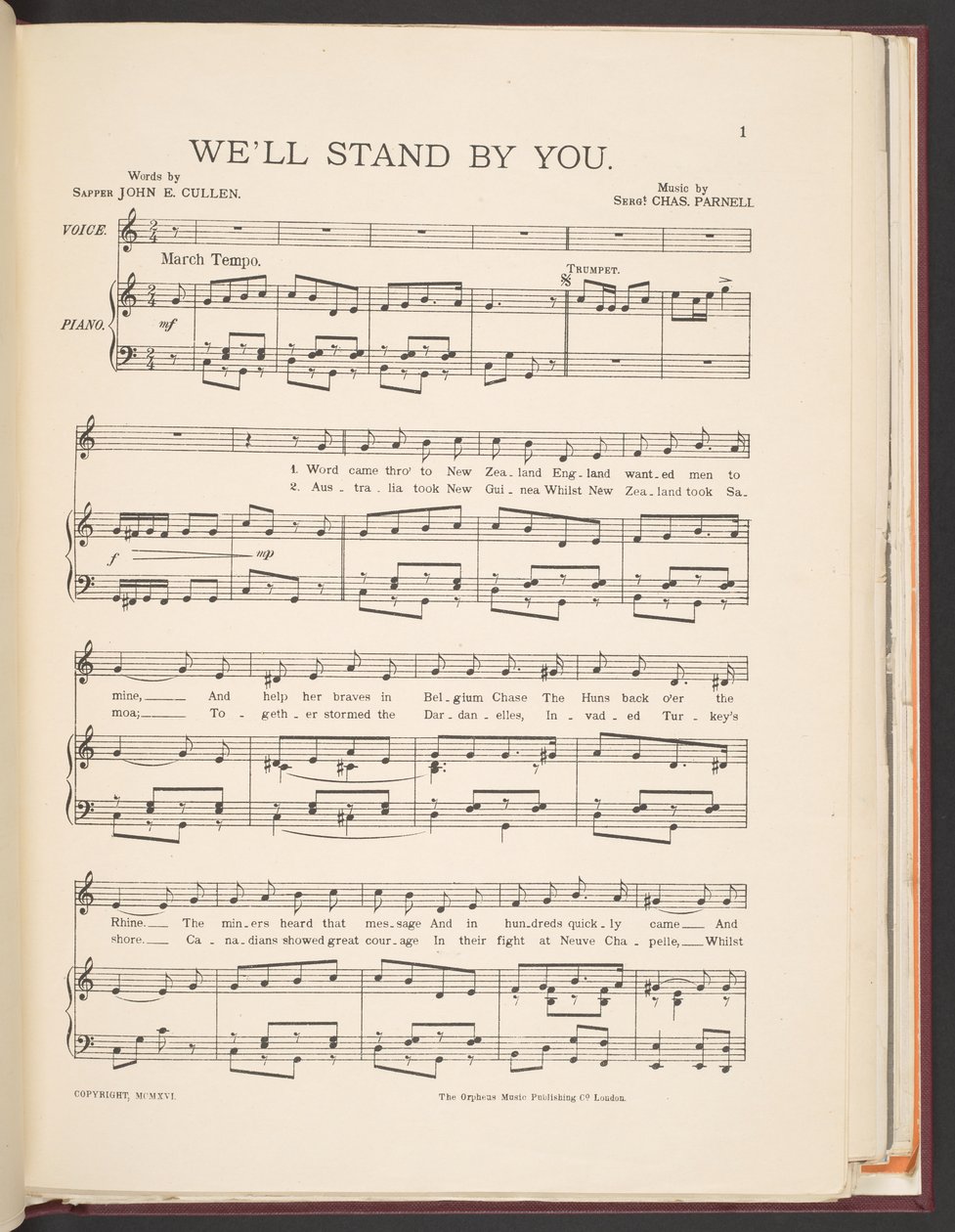 Musikkpartitur til sangen "We