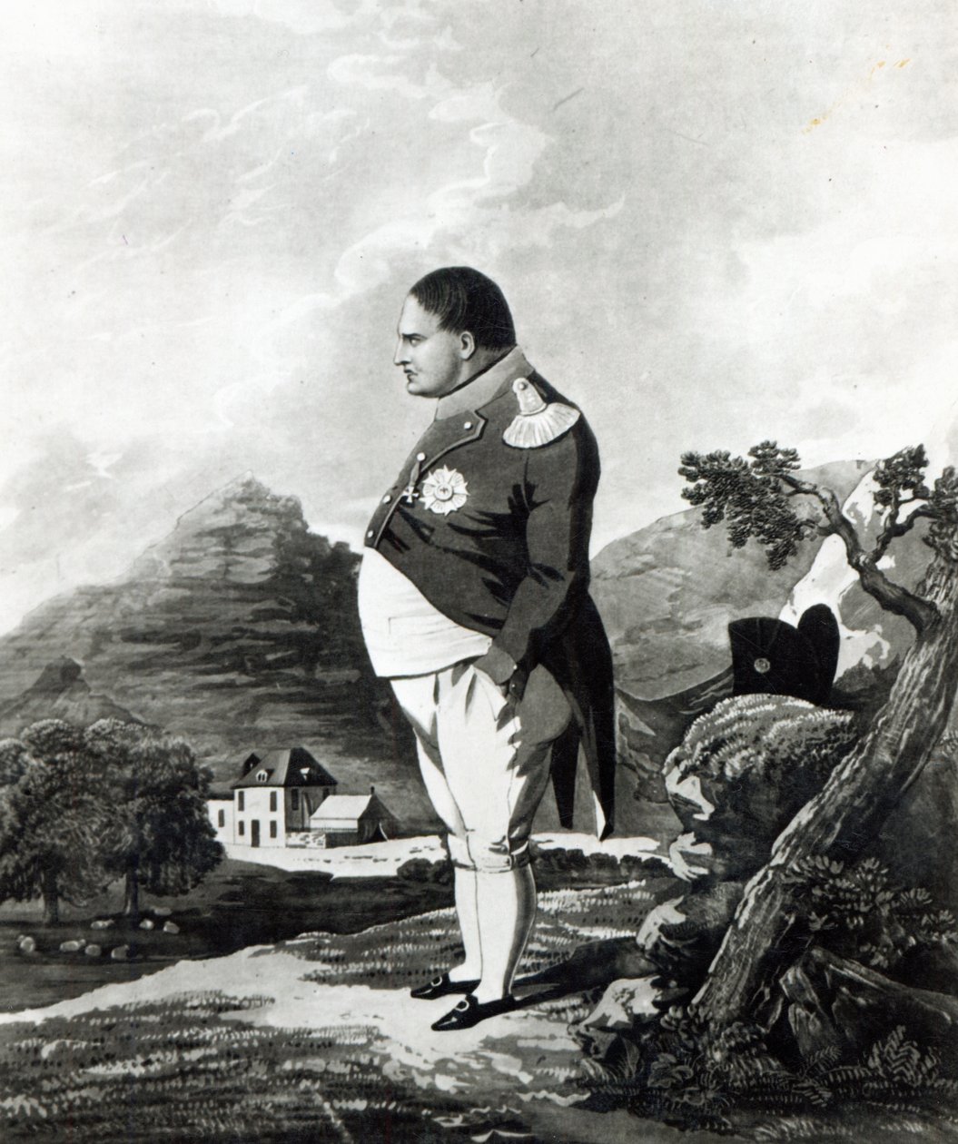 Napoleon på øya St. Helena, 1820 av English School