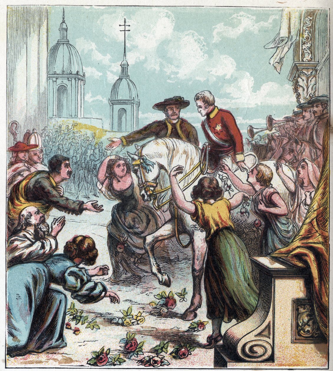 Napoleonskrigen: Hertugen av Wellington (1769-1852) befridde Madrid fra det franske grepet i 1812. Wellington i Madrid av English School