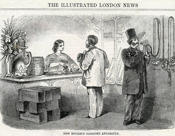 New Movable Gaslight Apparatus, hentet fra London Illustrated News av English School